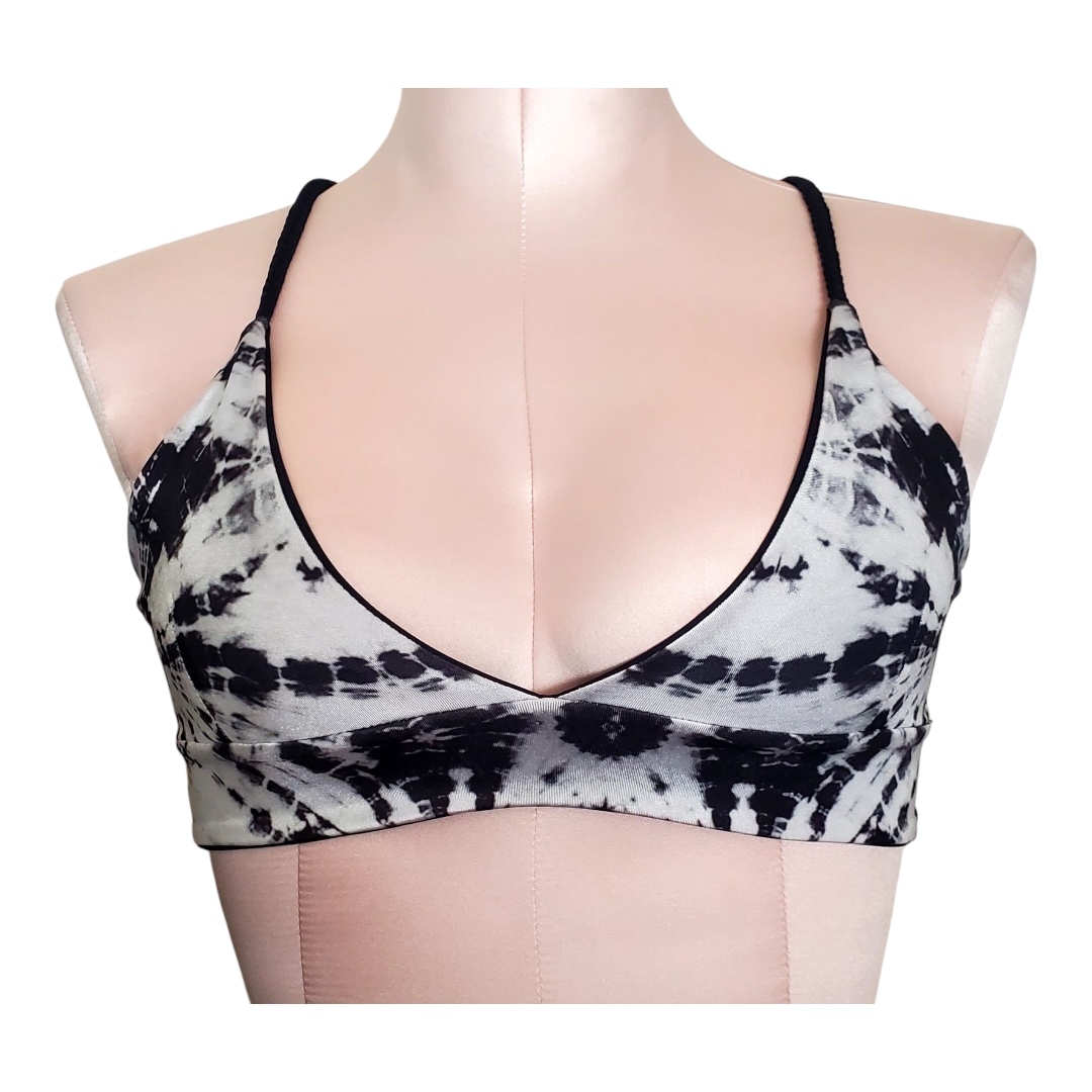 Black And White Tie-Dye Bralette